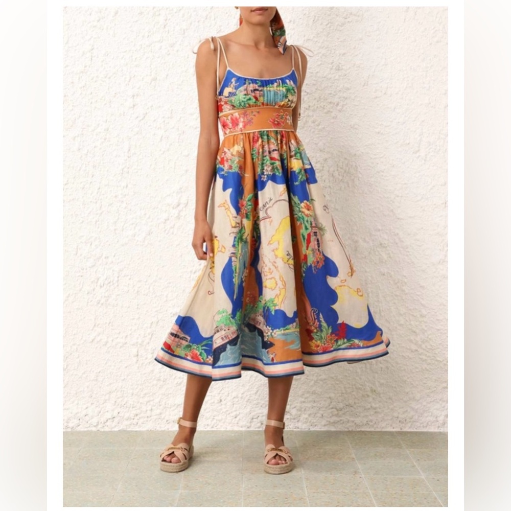 Zimmermann Alight Picnic Dress in Nautical Map NWOT